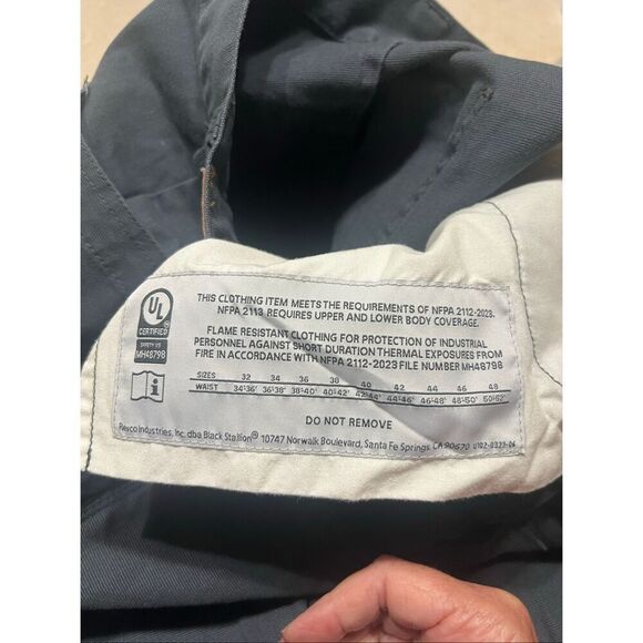 Black Stallion  Men’s FR Work Pants Gray Sz 30/34 - Picture 5 of 8